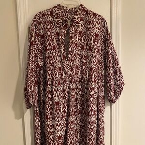 Maeve by Anthropologie Red and White Patterned Dress tiered dress Size 1x